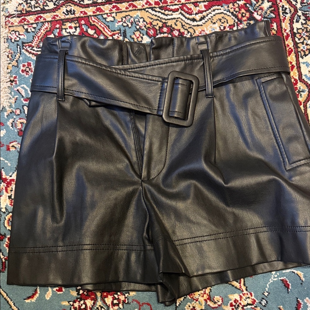 Zara Black High Waist Leather Shorts